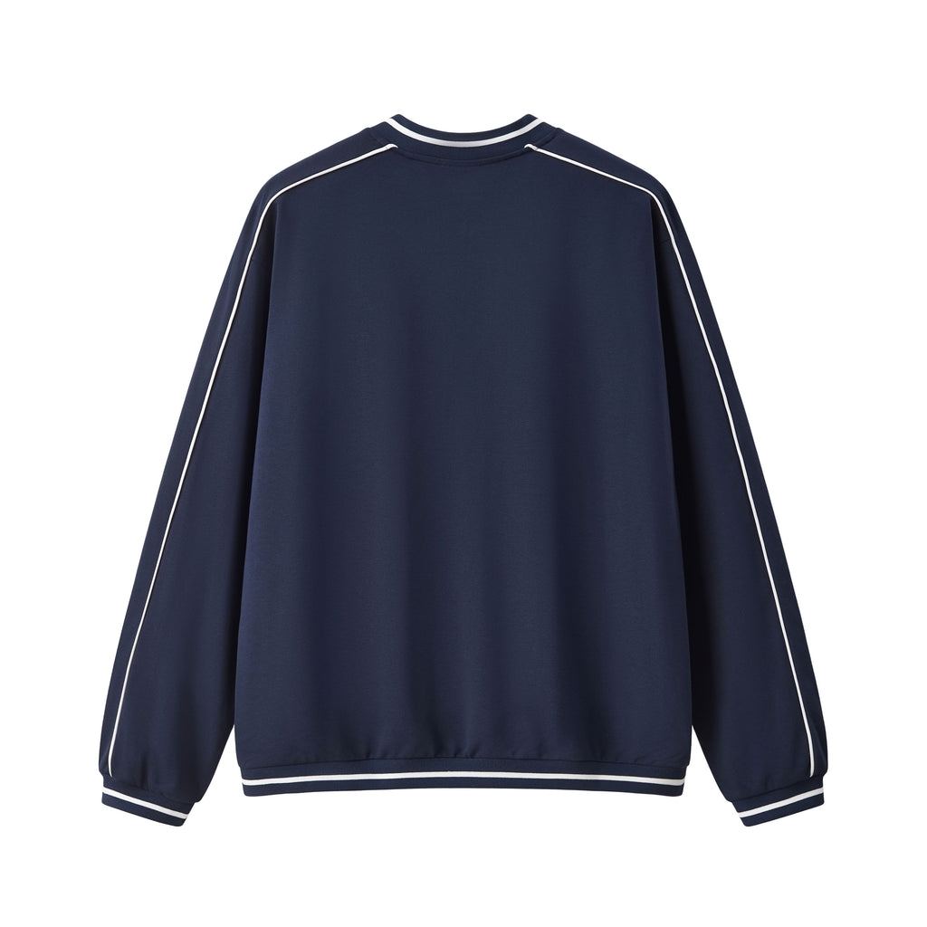 Contrast Trim V-Neck Relaxed Sweatshirt
