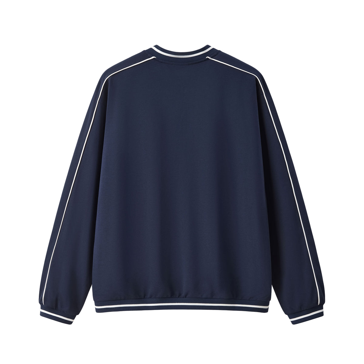 Contrast Trim V-Neck Relaxed Sweatshirt