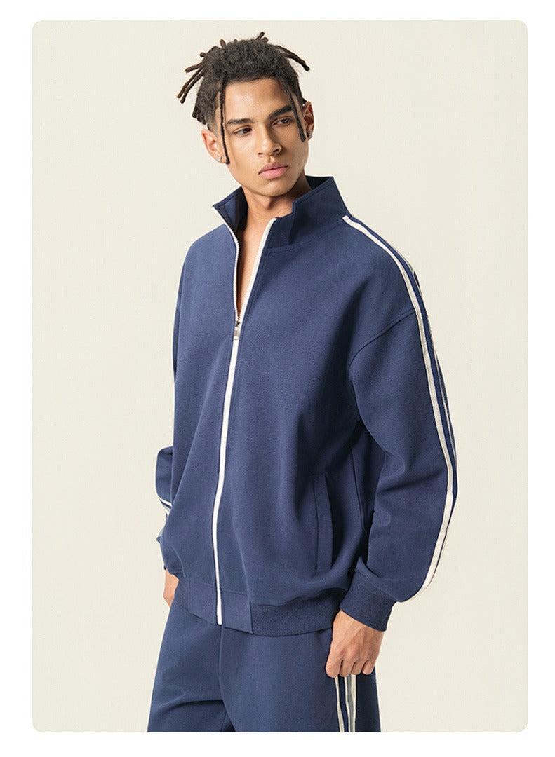 Contrast Piping Full-Zip Sweatshirt