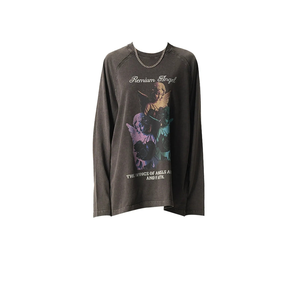 Faded Angel Graphic Long Sleeve Tee