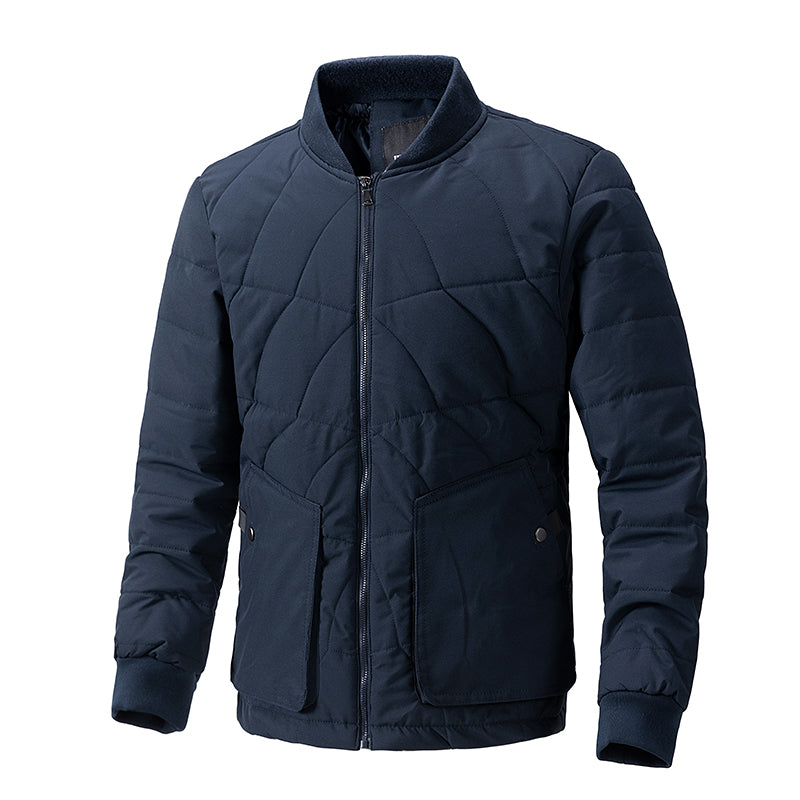 Men's Fleece-Lined Plaid Padded Jacket
