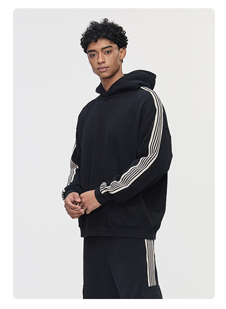 Side Stripe Fleece Pullover Hoodie