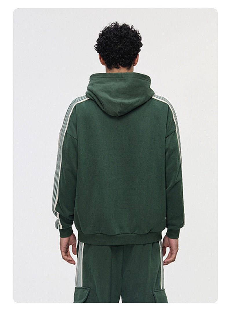 Side Stripe Fleece Pullover Hoodie