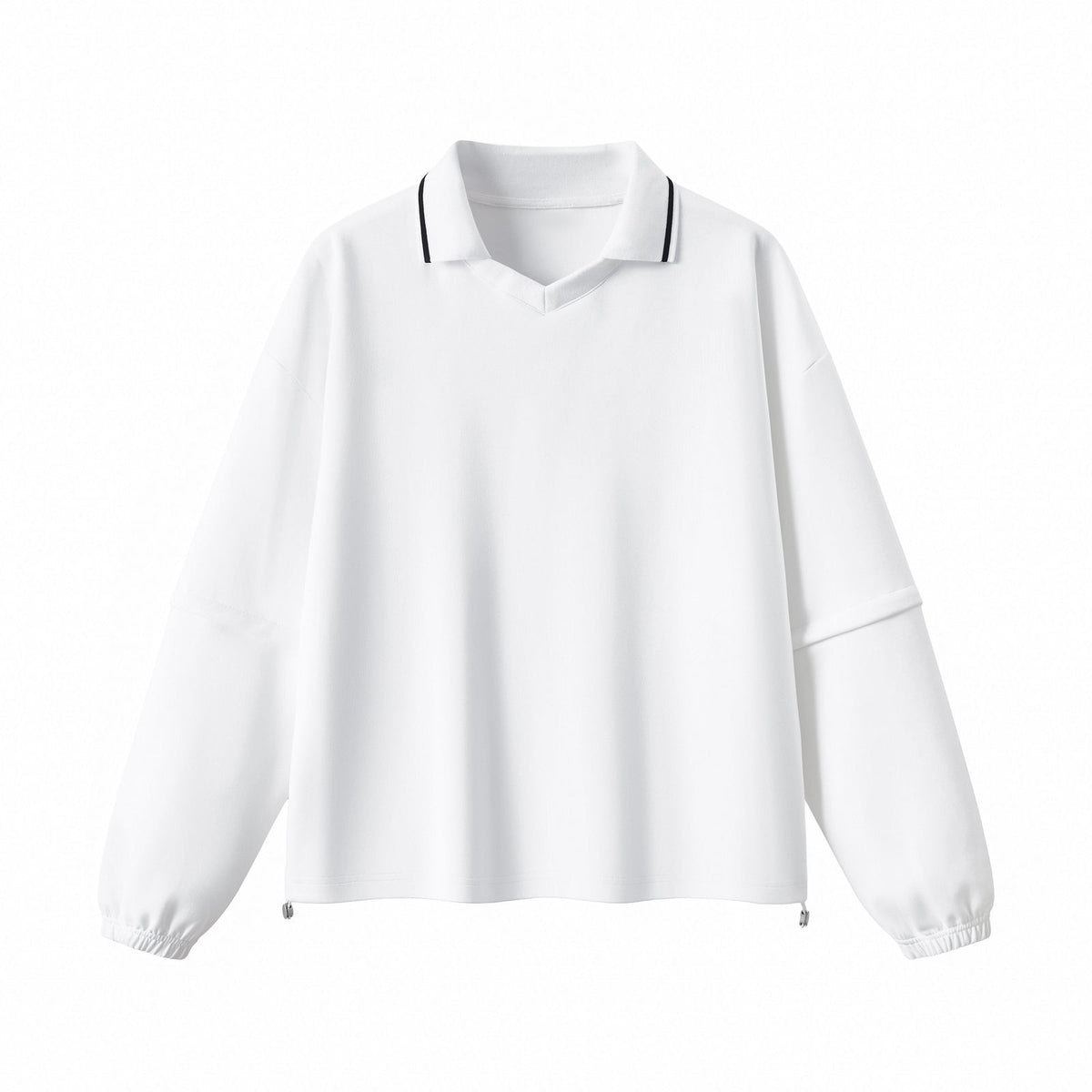 Relaxed Polo Collar Drawstring Sweatshirt