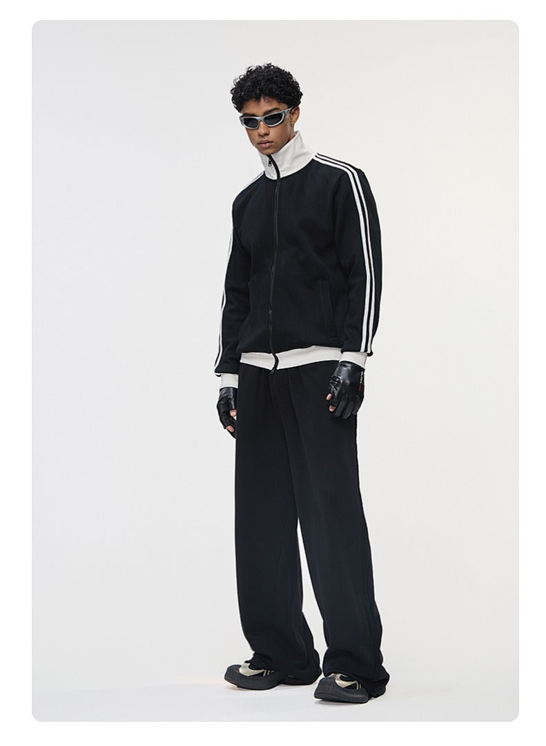 Contrast Stripe Full-Zip Track Sweatshirt
