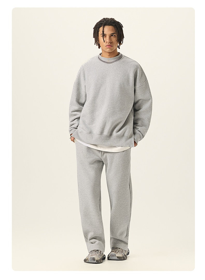 Side Split Relaxed Crewneck Sweatshirt