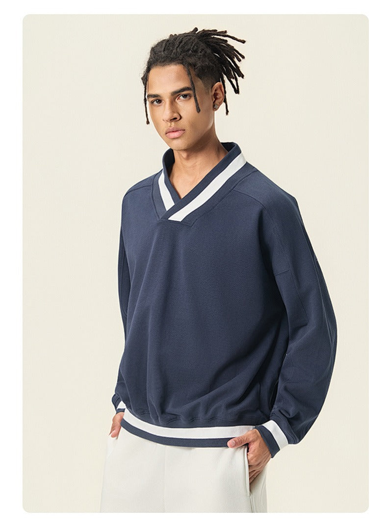Varsity V-Neck Boxy Sweatshirt