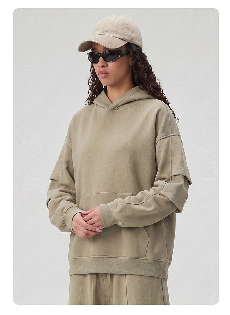 Panel Sleeve Heavyweight Pullover Hoodie