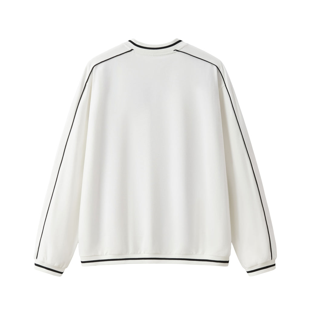 Contrast Trim V-Neck Relaxed Sweatshirt