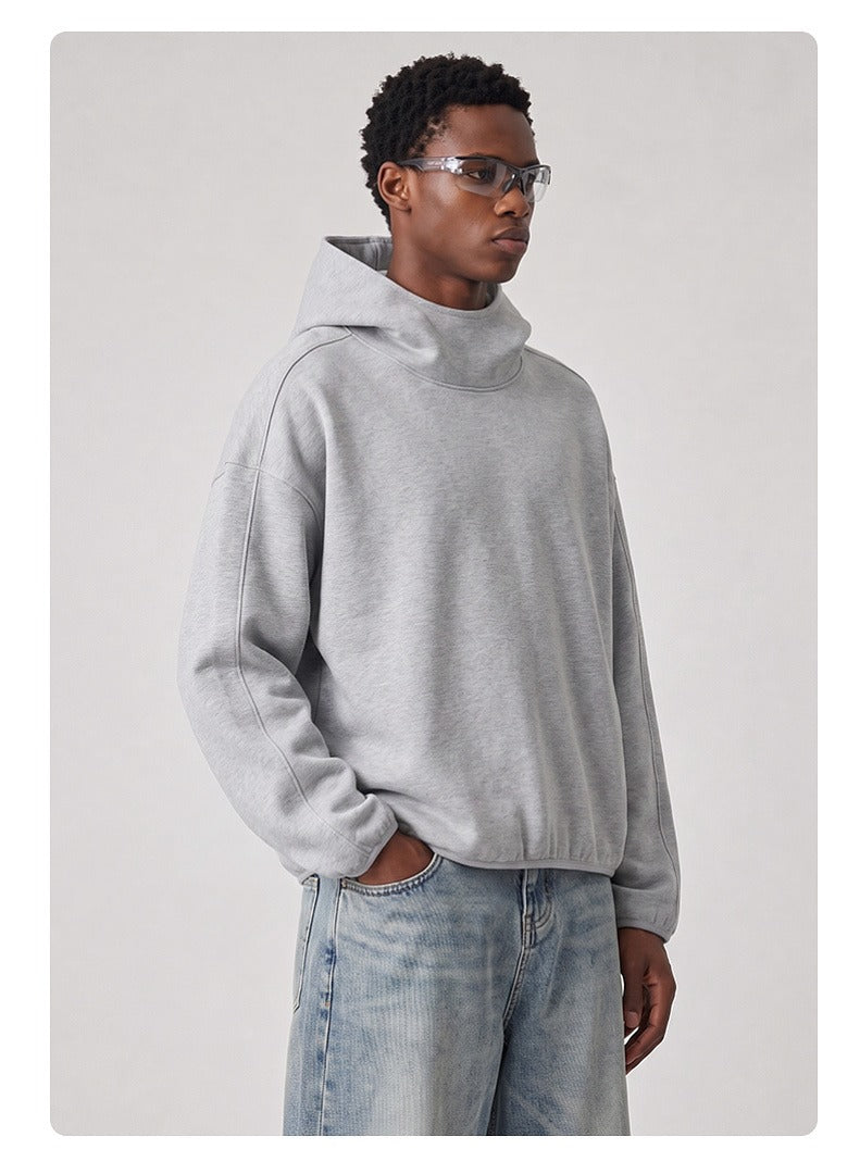 High Neck Boxy Pullover Hoodie