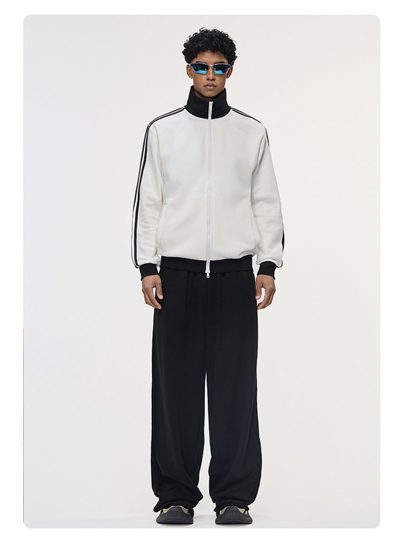 Contrast Stripe Full-Zip Track Sweatshirt