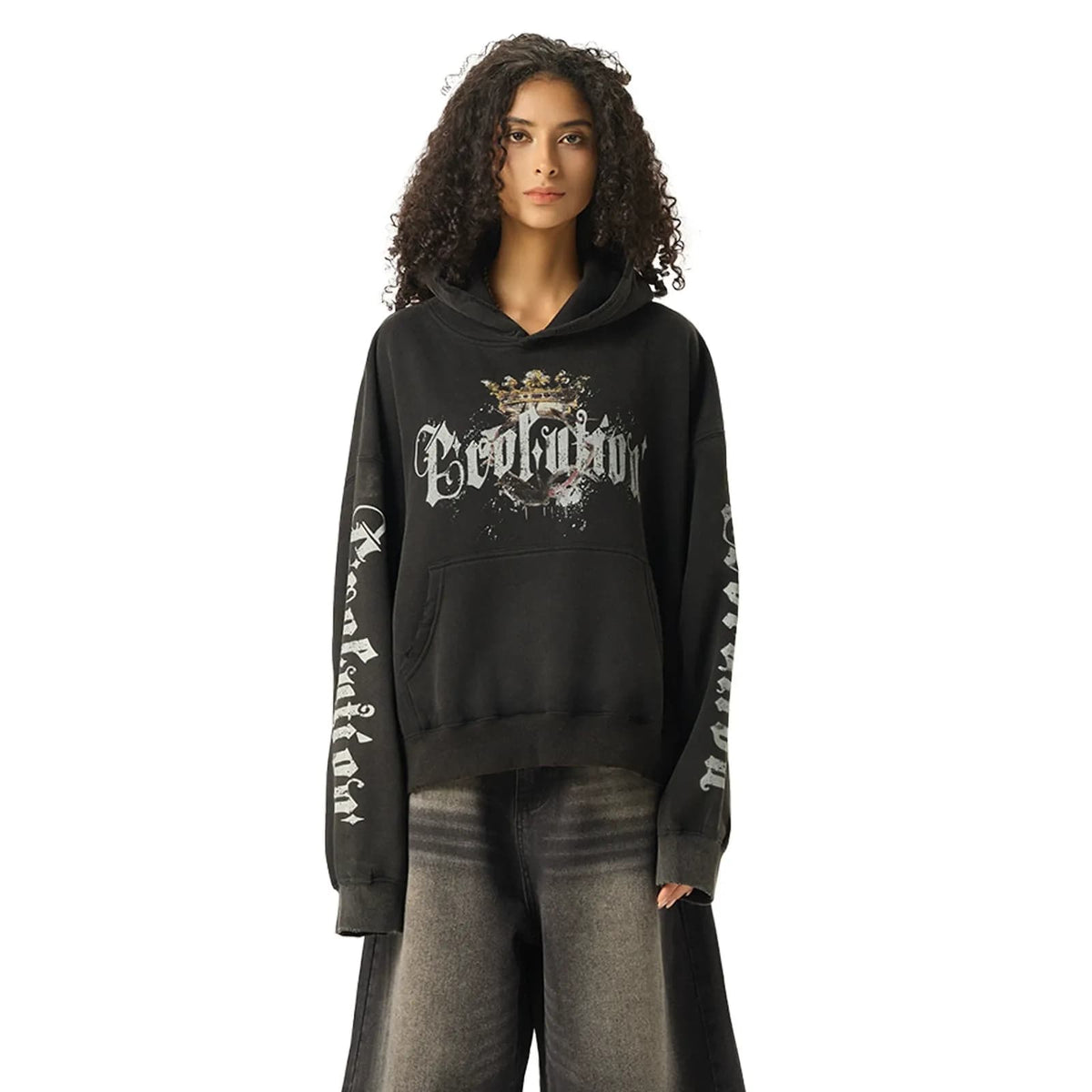 Distressed Gothic Graphic Hoodie