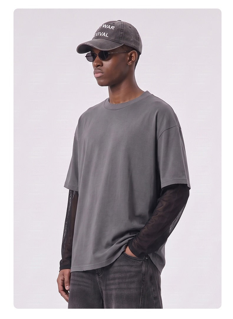Mesh Layered Long Sleeve Tee