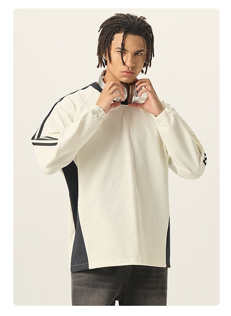 Varsity Panel V-Neck Long Sleeve Tee