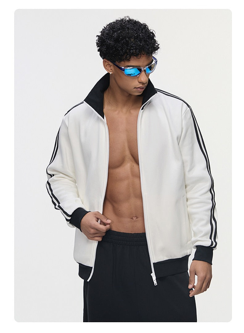 Contrast Stripe Full-Zip Track Sweatshirt