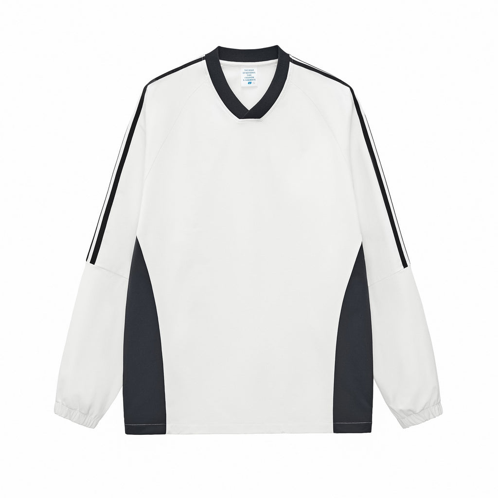 Varsity Panel V-Neck Long Sleeve Tee