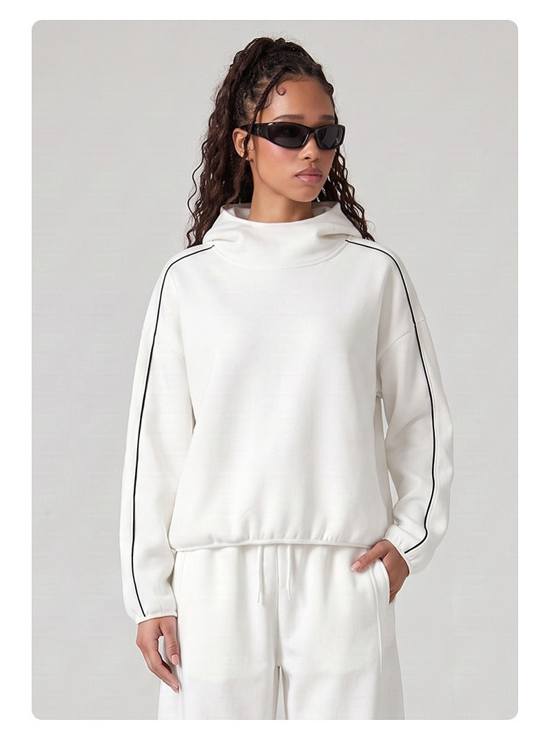 High Neck Boxy Pullover Hoodie