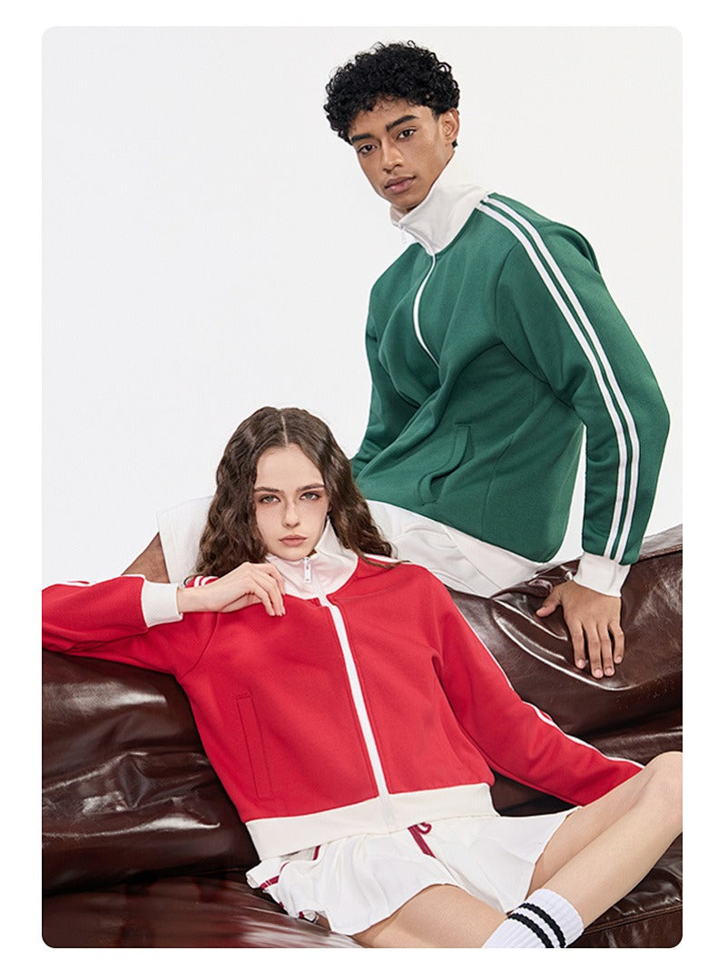 Contrast Stripe Full-Zip Track Sweatshirt