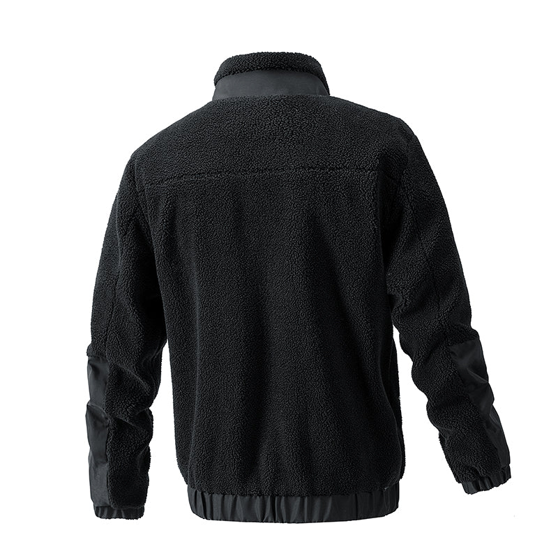 Men's Sherpa Fleece Stand Collar Jacket – Casual Outdoor Zip-Up