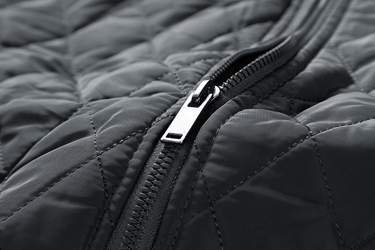 Men's  Gray Diamond Pattern Quilted Jacket