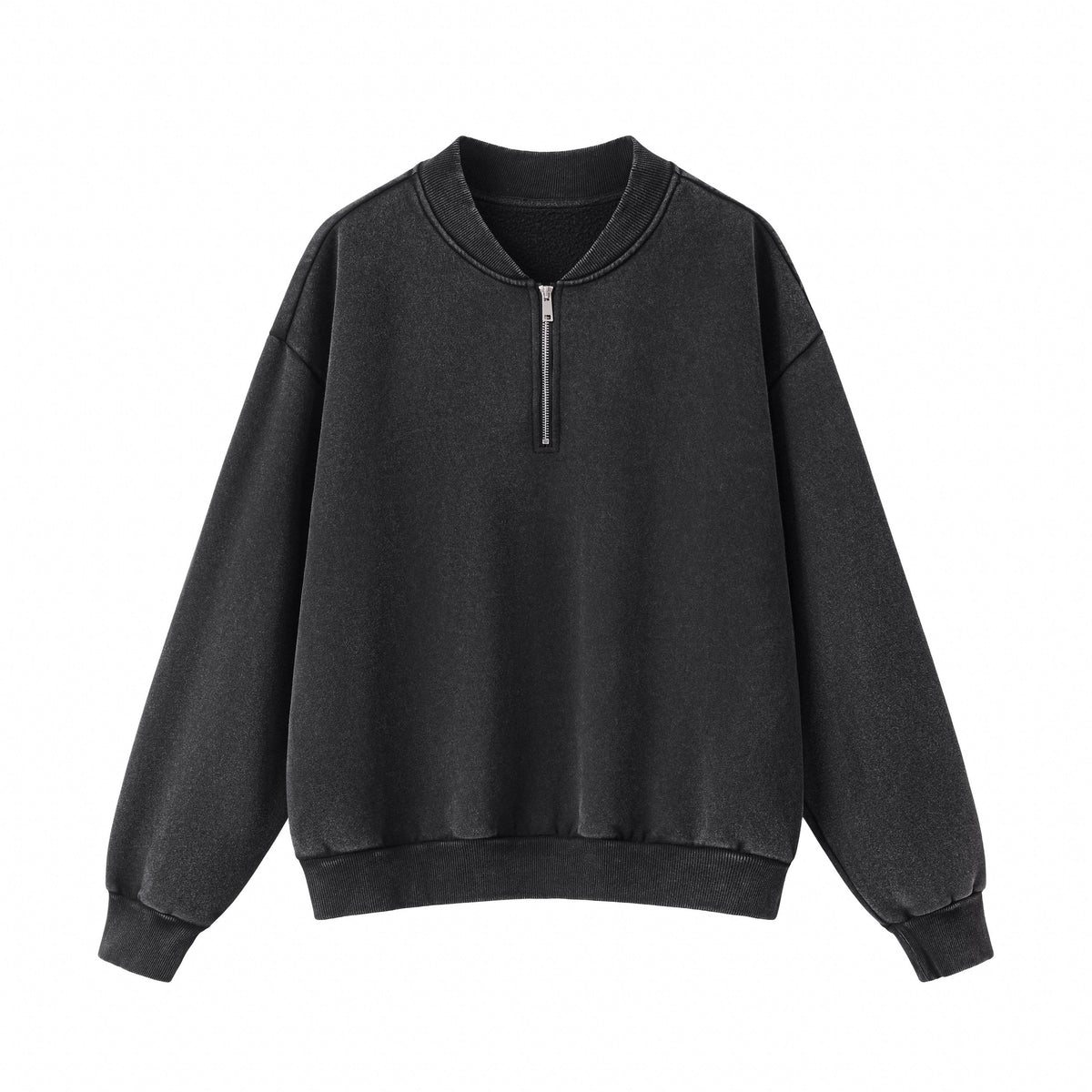 Washed Half-Zip Relaxed Crewneck Sweatshirt