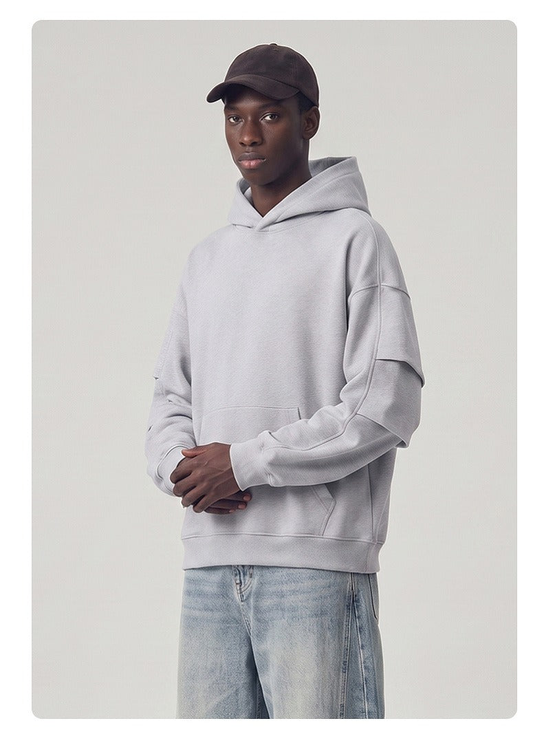 Panel Sleeve Heavyweight Pullover Hoodie
