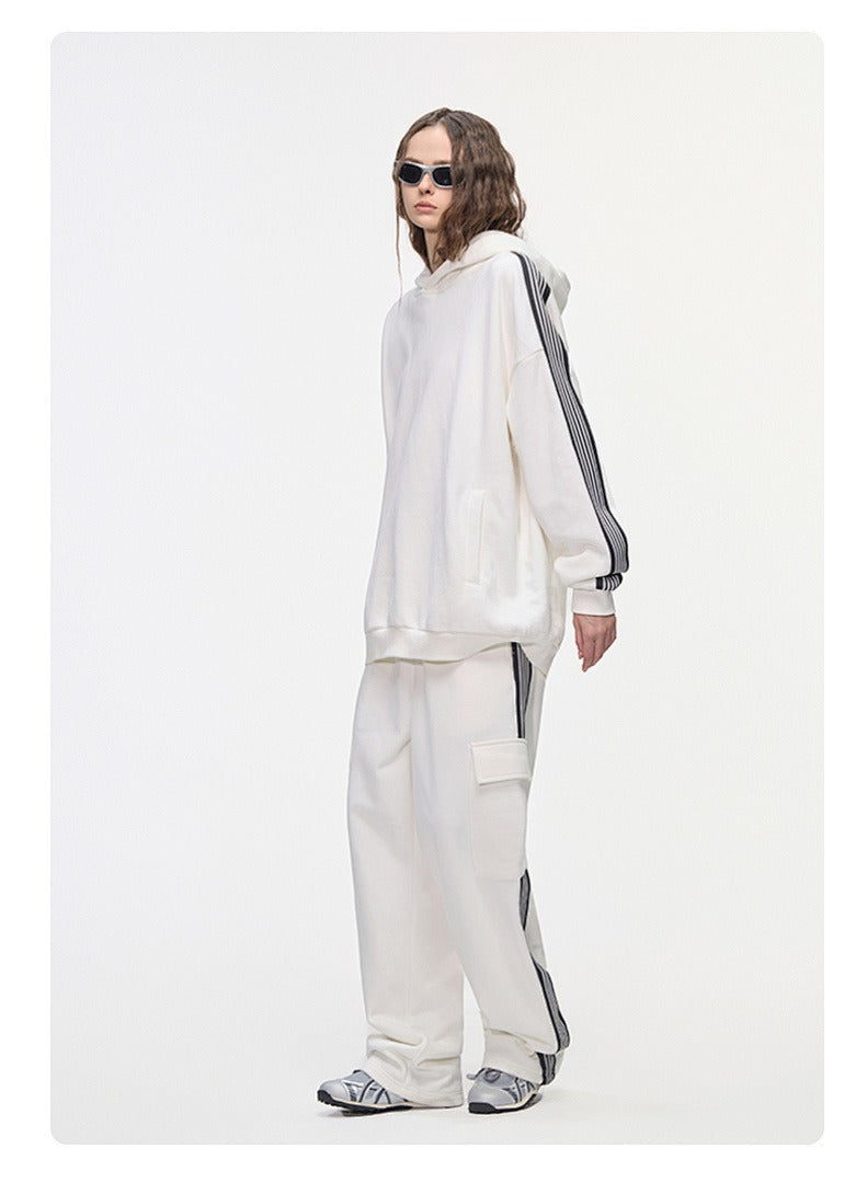 Side Stripe Fleece Pullover Hoodie