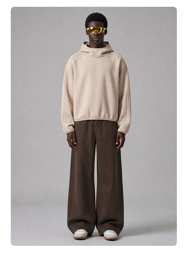 High Neck Boxy Pullover Hoodie