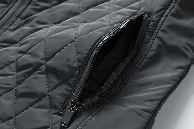 Men's  Gray Diamond Pattern Quilted Jacket