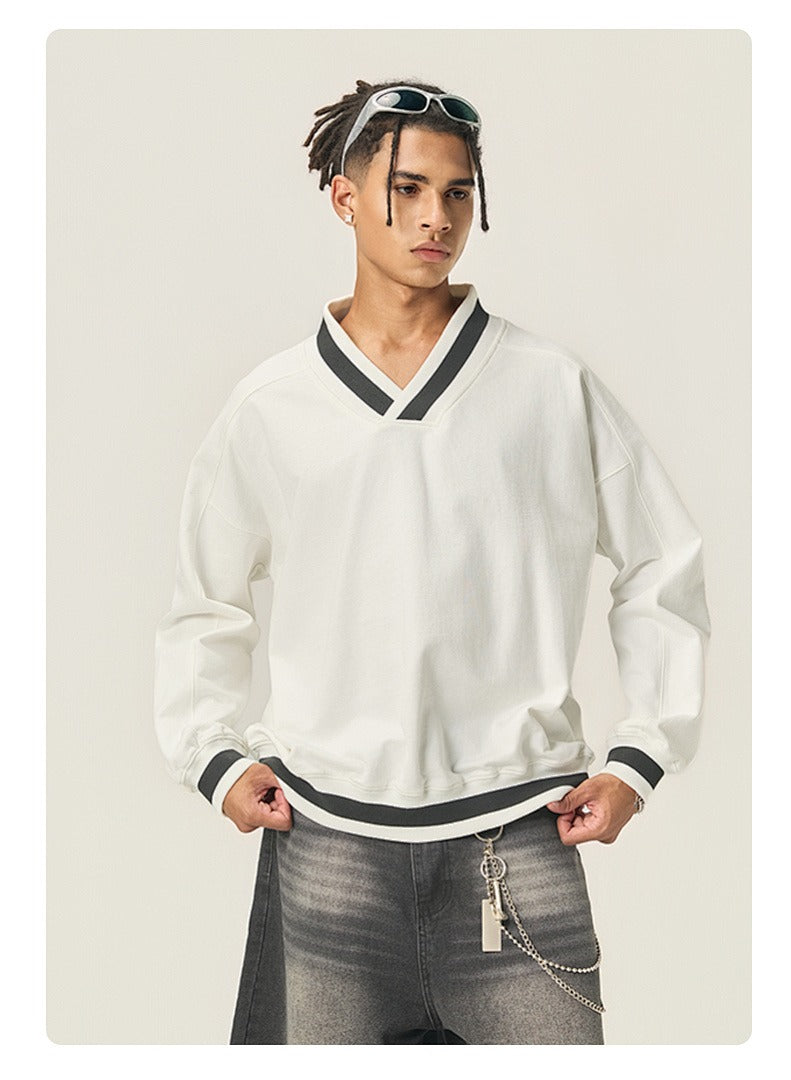 Varsity V-Neck Boxy Sweatshirt