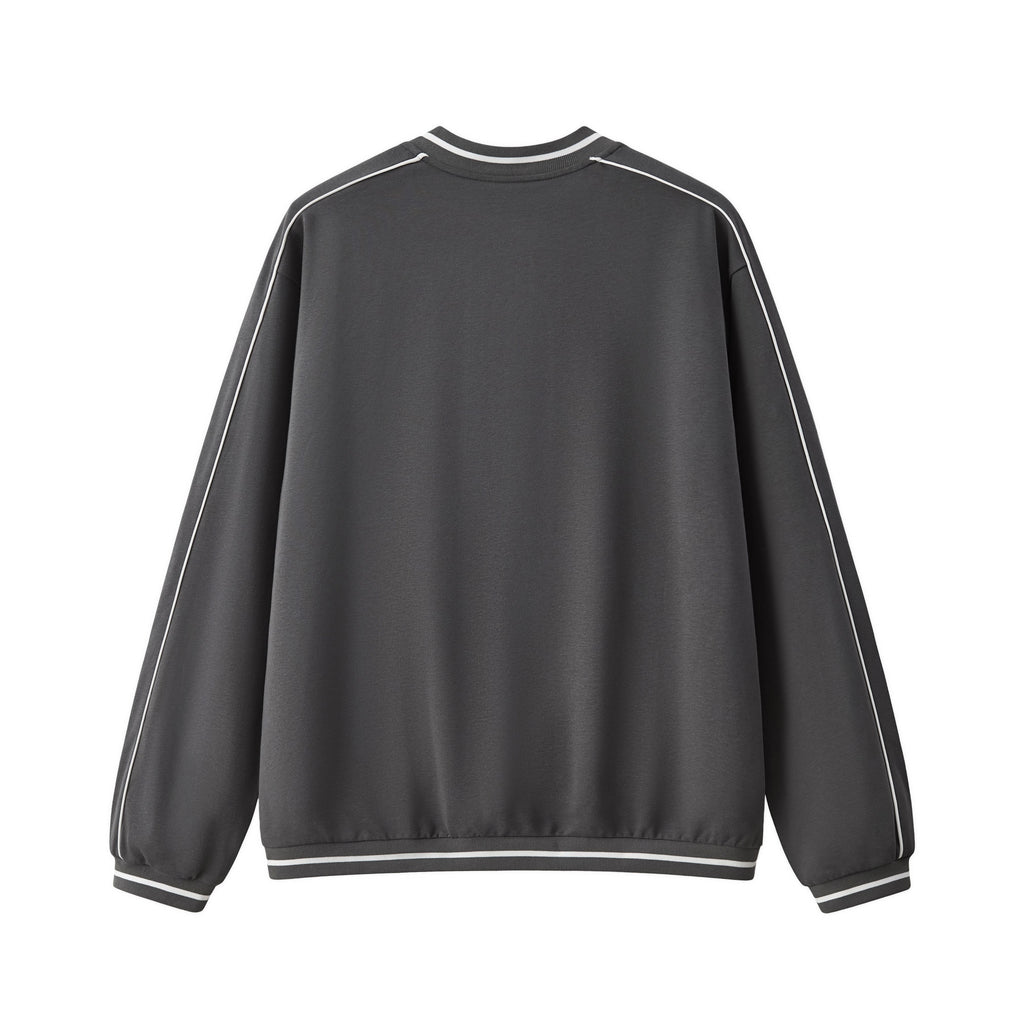 Contrast Trim V-Neck Relaxed Sweatshirt