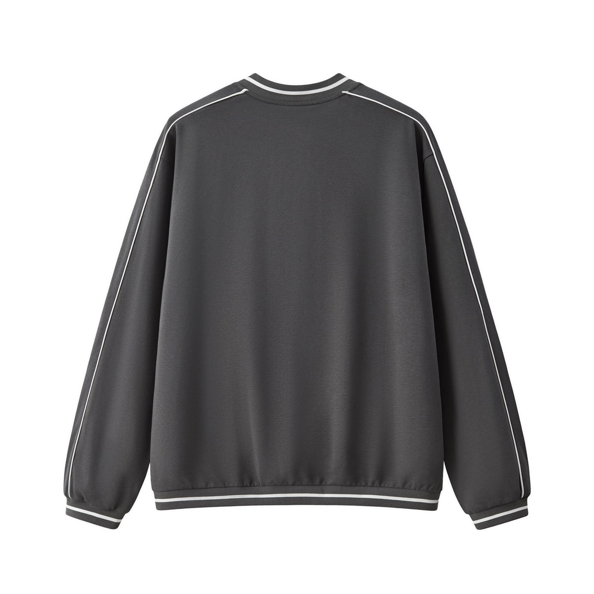 Contrast Trim V-Neck Relaxed Sweatshirt