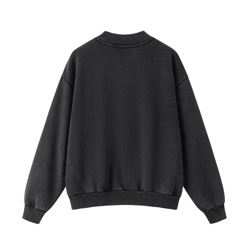 Washed Half-Zip Relaxed Crewneck Sweatshirt