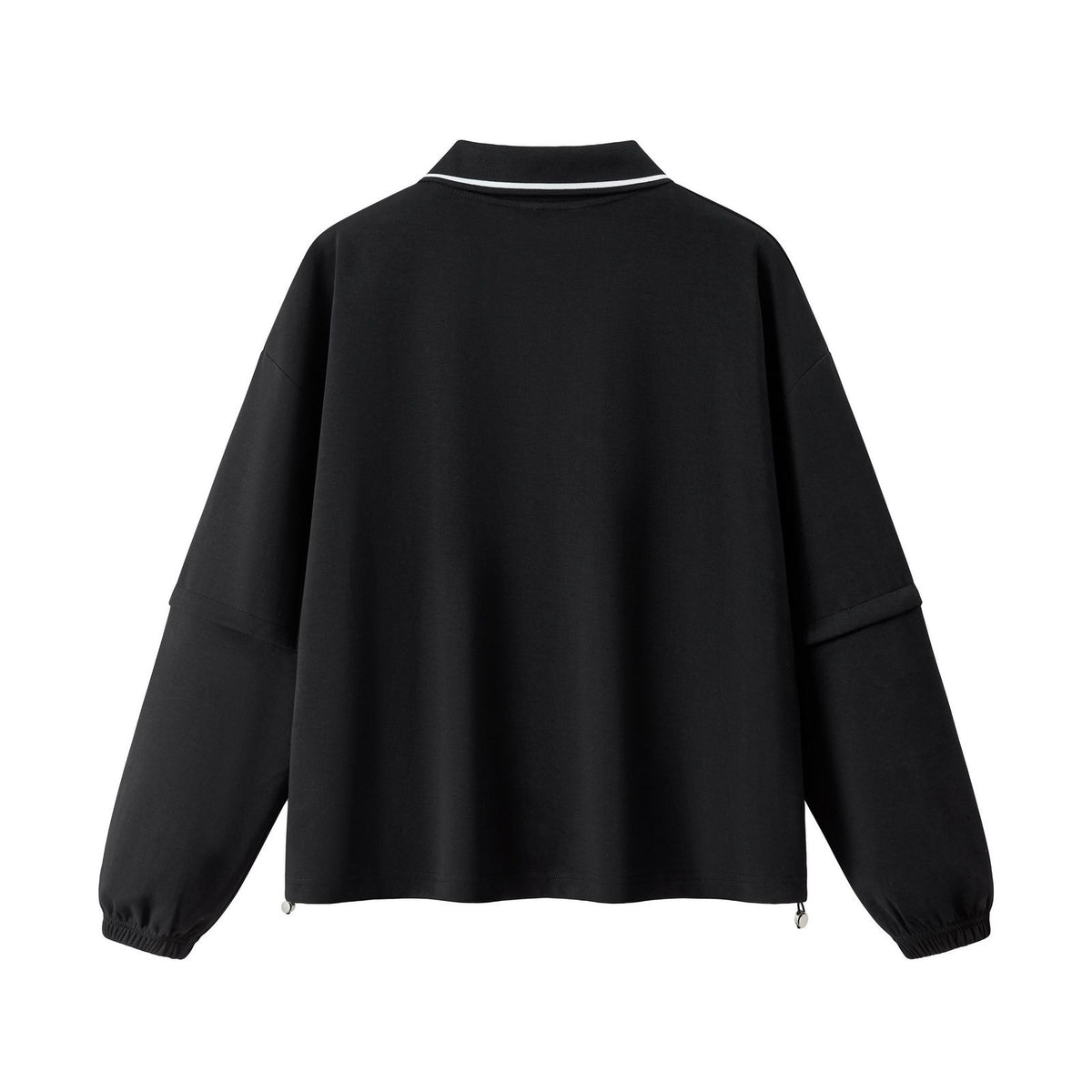 Relaxed Polo Collar Drawstring Sweatshirt