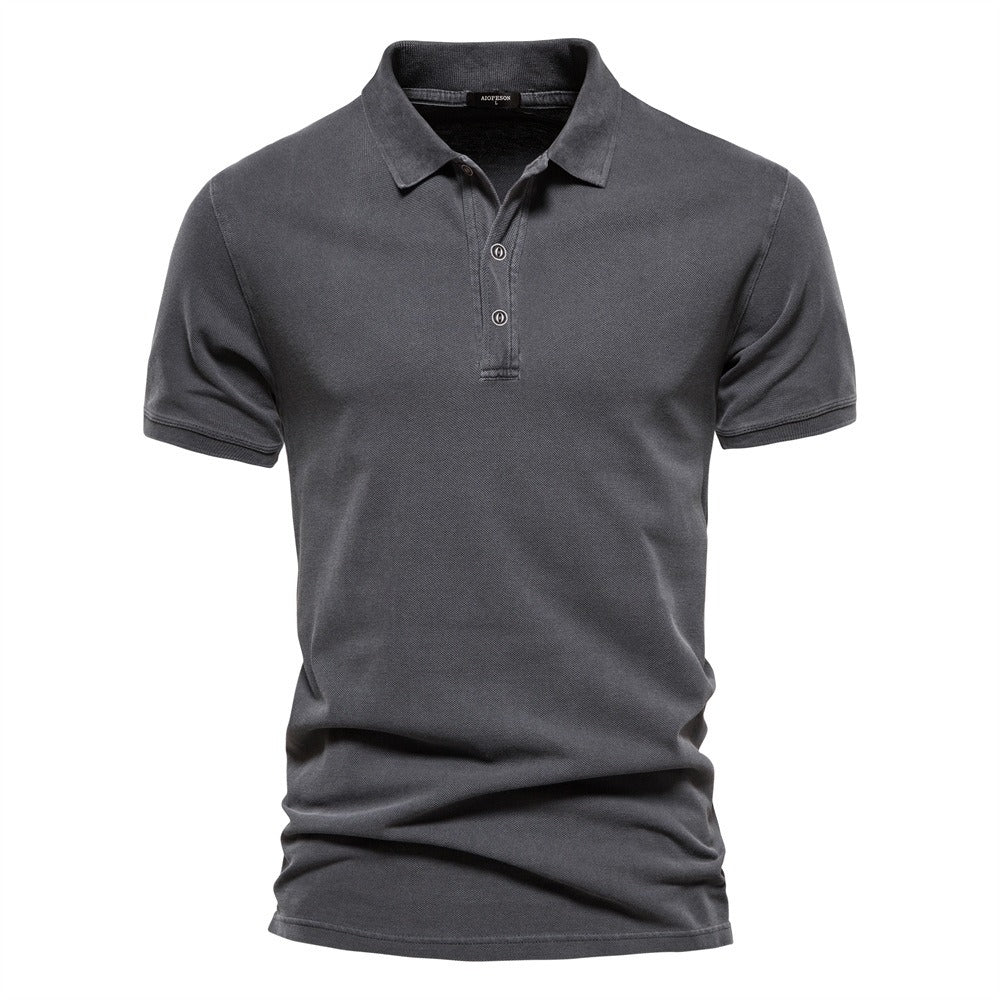 Retro Style Pigment Wash Polo Shirt