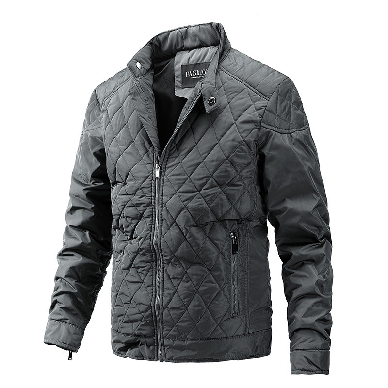 Men's  Gray Diamond Pattern Quilted Jacket