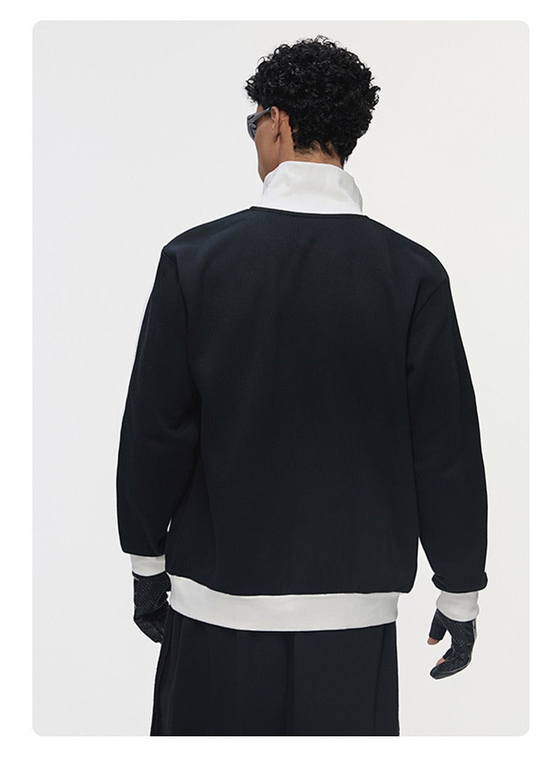 Contrast Stripe Full-Zip Track Sweatshirt