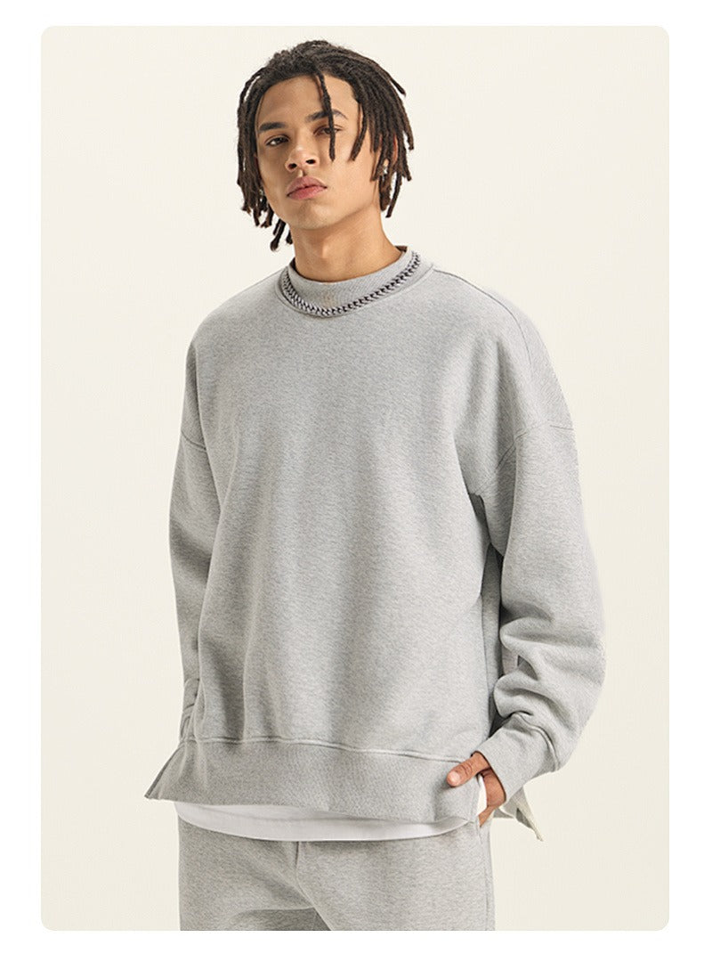 Side Split Relaxed Crewneck Sweatshirt