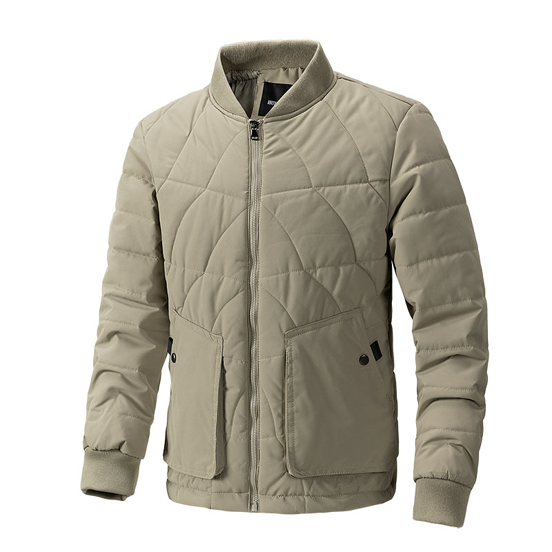Men's Fleece-Lined Plaid Padded Jacket