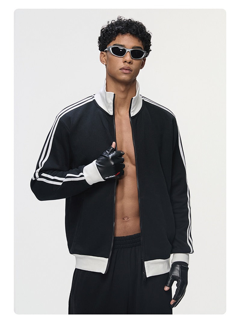 Contrast Stripe Full-Zip Track Sweatshirt