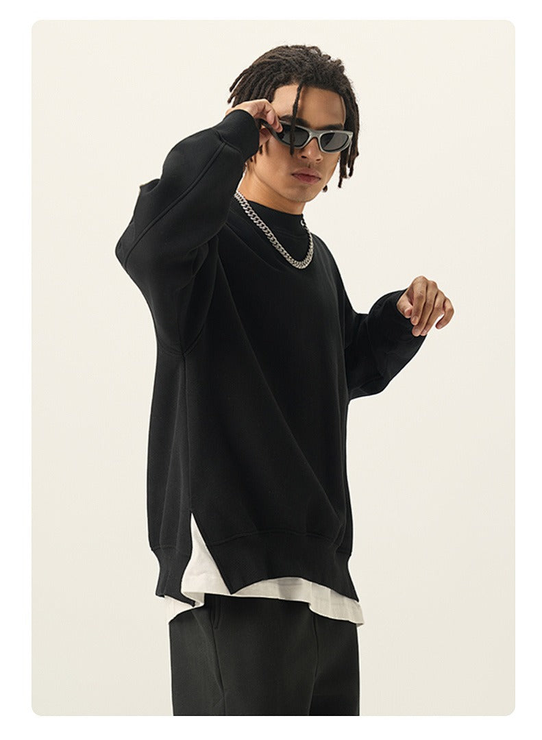 Side Split Relaxed Crewneck Sweatshirt