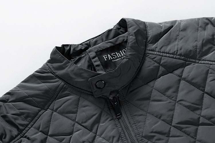 Men's  Gray Diamond Pattern Quilted Jacket