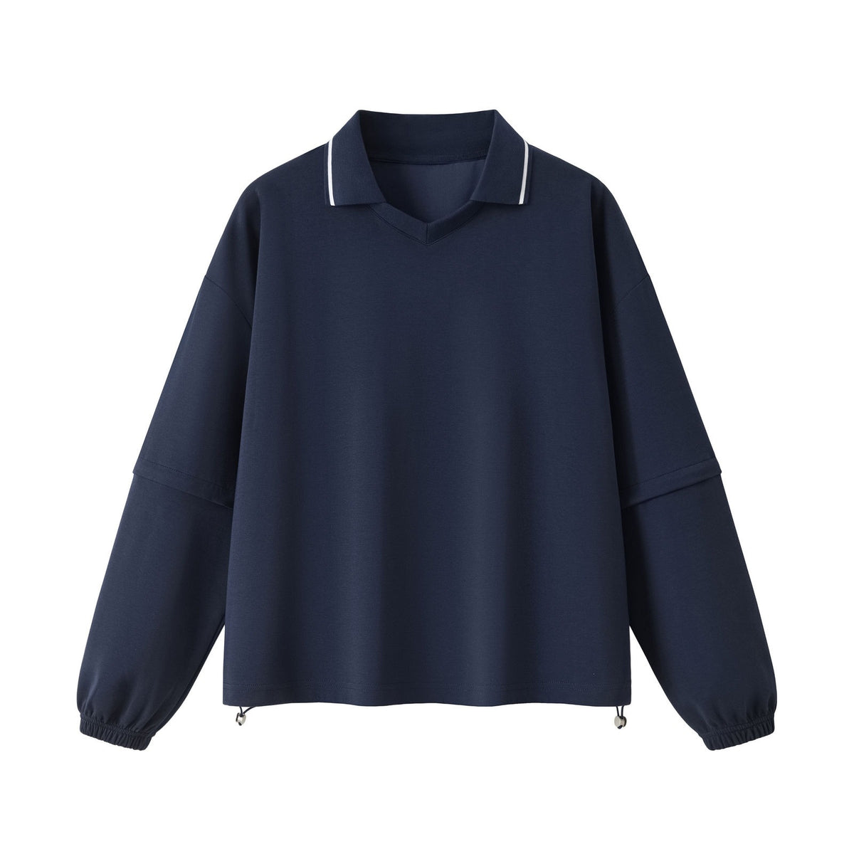 Relaxed Polo Collar Drawstring Sweatshirt