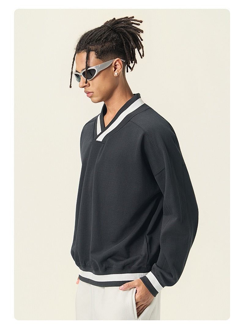 Varsity V-Neck Boxy Sweatshirt