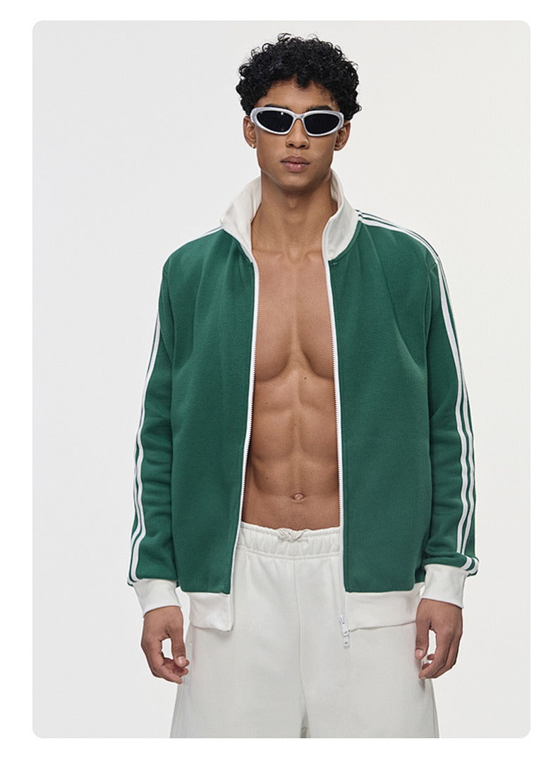 Contrast Stripe Full-Zip Track Sweatshirt