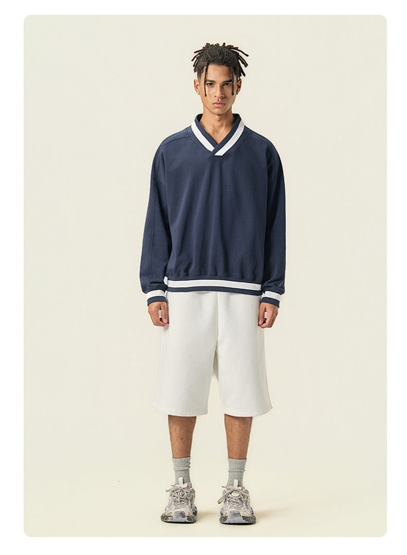 Varsity V-Neck Boxy Sweatshirt