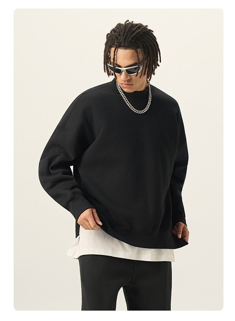 Side Split Relaxed Crewneck Sweatshirt