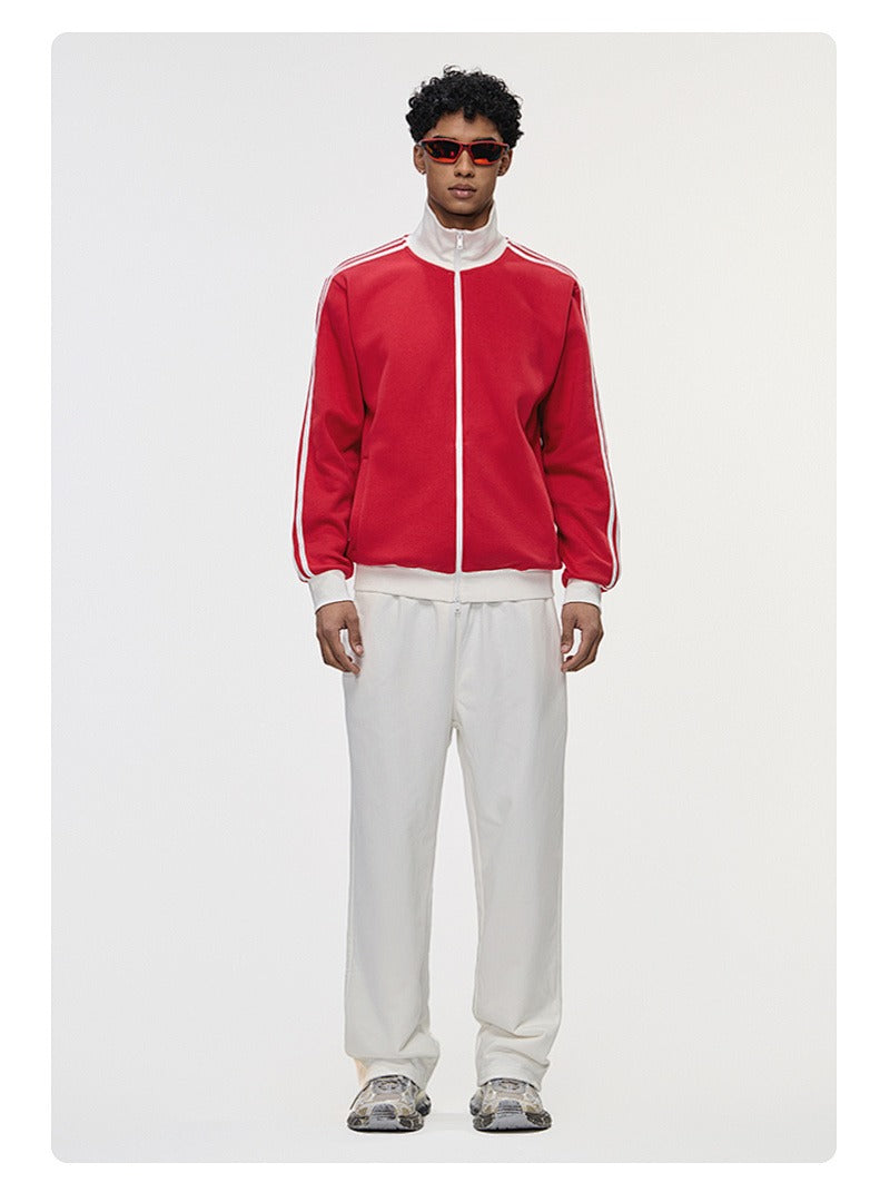 Contrast Stripe Full-Zip Track Sweatshirt