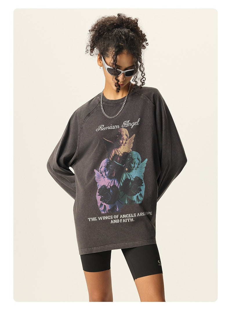 Faded Angel Graphic Long Sleeve Tee