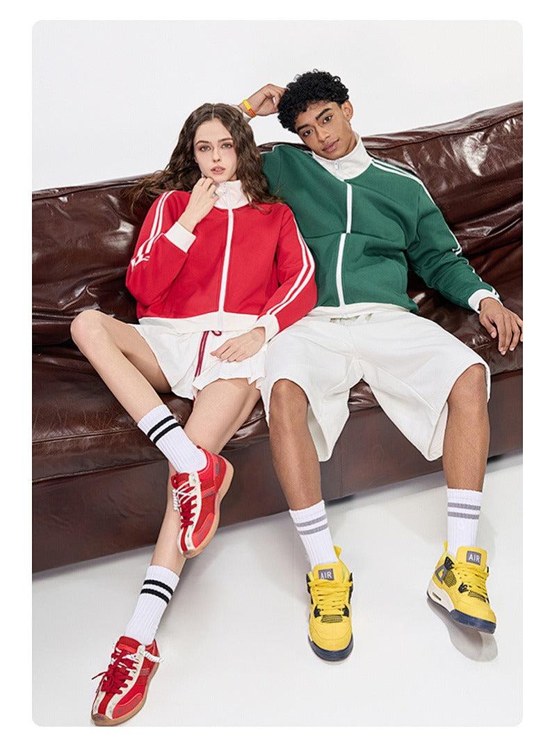 Contrast Stripe Full-Zip Track Sweatshirt